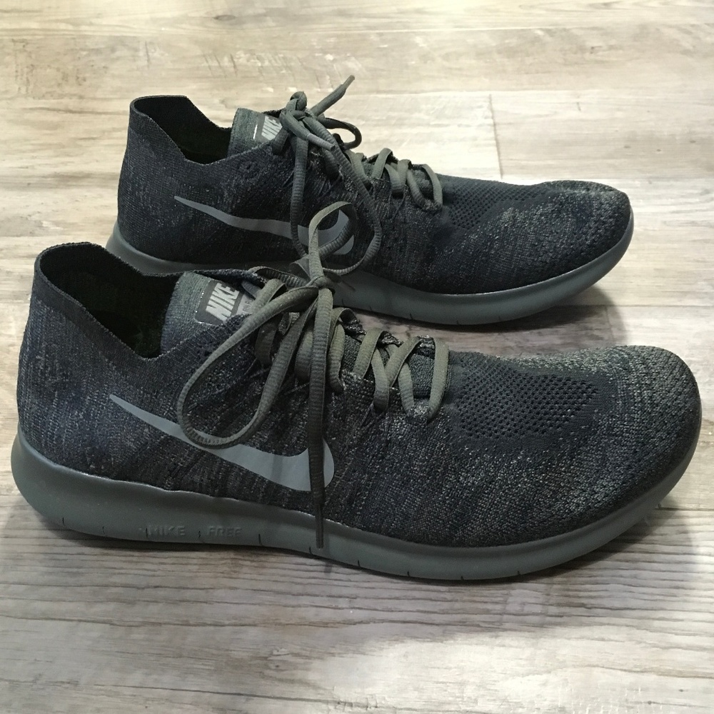 Nike Free RN Flyknit 2 Black Anthracite Mens 10.5 - Picture 1 of 8